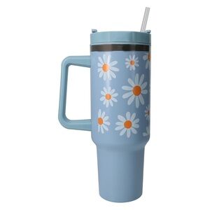 Daisy Dreams Stainless Steel Insulated Tumbler with Straw and Handle – 40oz